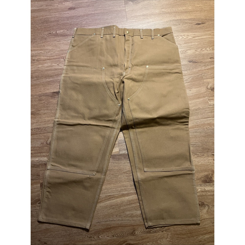 Vintage Carhartt Double Knee Khaki Mens 44x28in Pants 90s Deadstock Work Wear